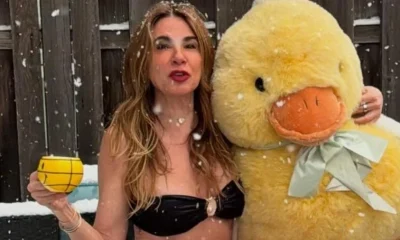 Luciana Gimenez desafia frio extremo de Nova York em pose inusitada de biquíni durante nevasca histórica