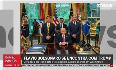 Flávio Bolsonaro se reúne com Donald Trump na Casa Branca e discute combate ao terrorismo e liberdade de expressão