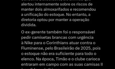 Corinthians: Rafael Salomão é demitido após caso de uniformes roubados e repercussão negativa