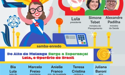 Janja será o centro das atenções no último carro alegórico da Acadêmicos de Niterói em homenagem a Lula na Sapucaí