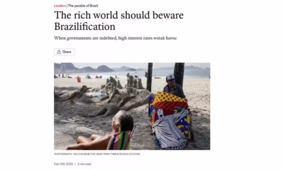 The Economist alerta países ricos sobre risco de 'Brasilização' fiscal com juros altos e dívida crescente