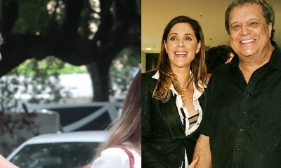 Leonardo Carvalho, filho de Dennis com Christiane Torloni, comparece ao velório do pai ao lado da esposa