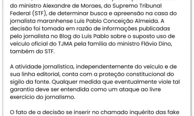 Alexandre de Moraes autoriza busca contra jornalista por reportagens sobre Flávio Dino e uso de carro oficial