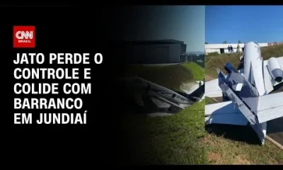 Jatinho Cessna Citation 550 sai da pista e atinge barranco durante pouso em Jundiaí (SP); piloto sai ileso
