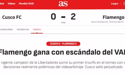 Jornal espanhol AS critica arbitragem e VAR em vitória do Flamengo contra o Cusco na Libertadores