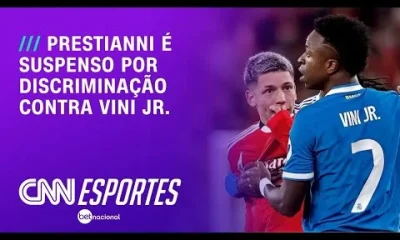 Uefa aplica suspensão de seis jogos a Prestianni por insulto homofóbico a Vini Jr. na Champions League