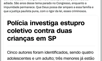 Flávio Bolsonaro defende redução da maioridade penal para 14 anos após estupro coletivo de crianças