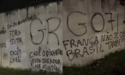 Muro do CT do Botafogo é pichado com protestos contra Textor: 'França não te quer? Brasil também'